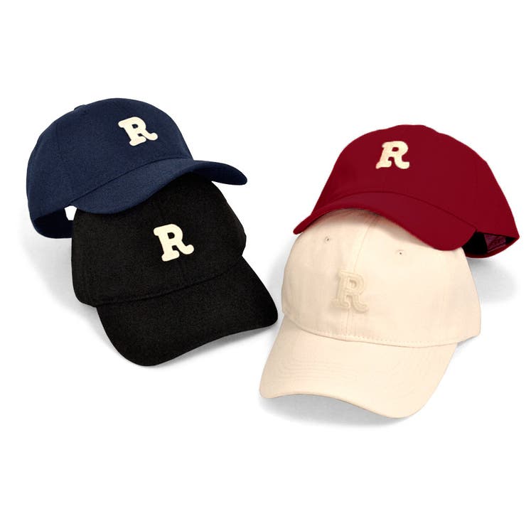R英字刺繍ロゴ入りキャップ 帽子ベースボールキャップRロゴワッペン ユニセックス