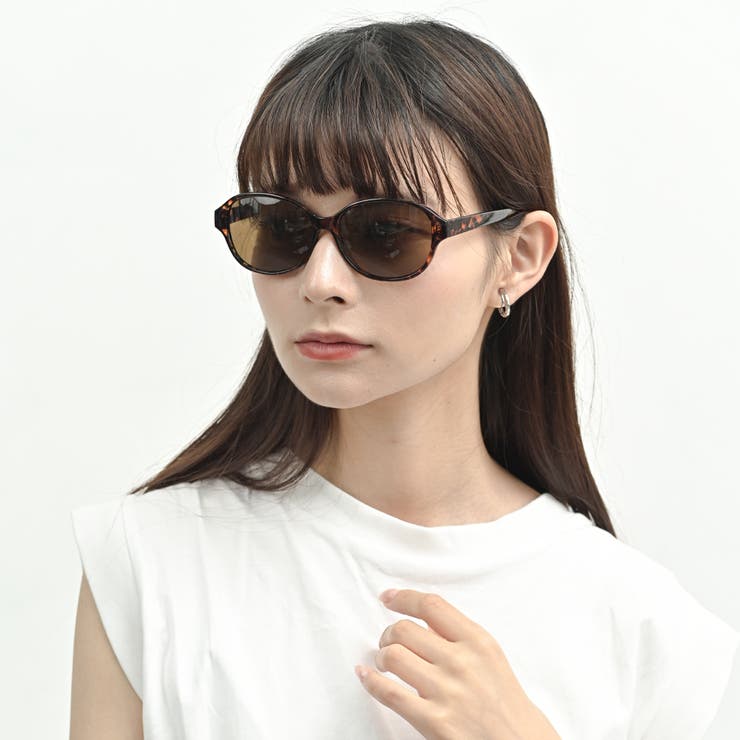 オーバル型サングラス レディース UVカット率99%[品番：FNBW0001027