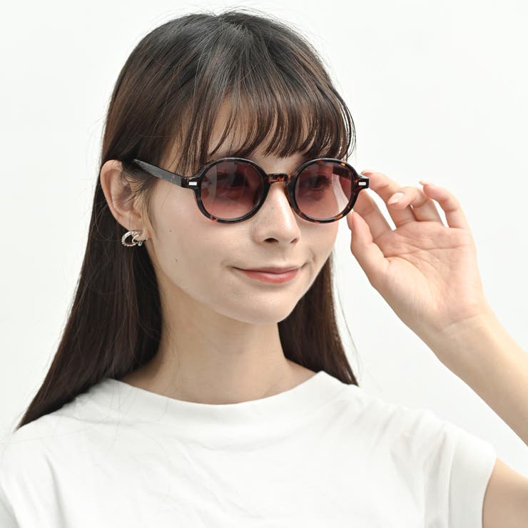 オーバルサングラス レディース UVカット率99%[品番：FNBW0001028