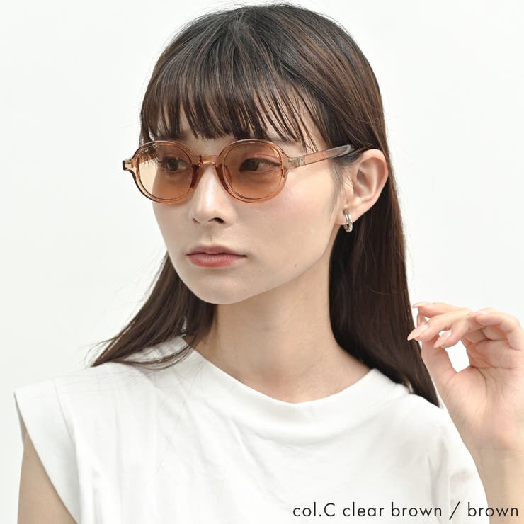 オーバルサングラス レディース UVカット率99%[品番：FNBW0001028