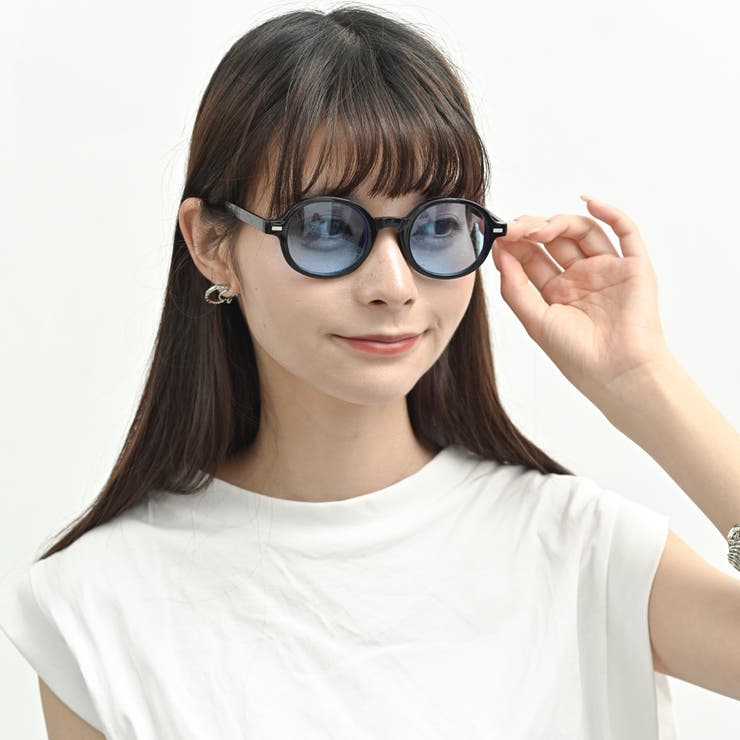 オーバルサングラス レディース UVカット率99%[品番：FNBW0001028