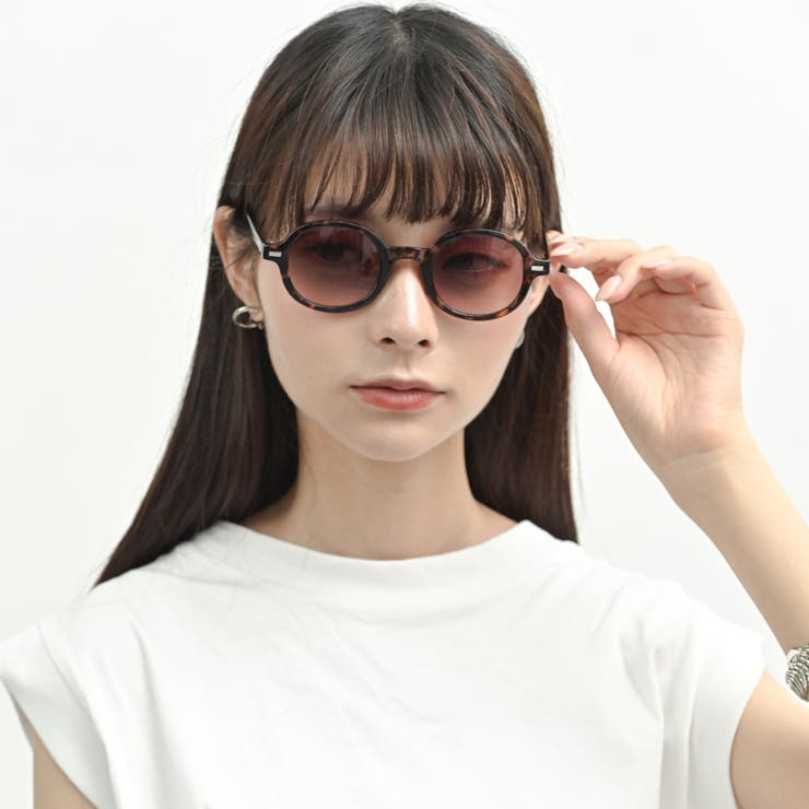 オーバルサングラス レディース UVカット率99%[品番：FNBW0001028
