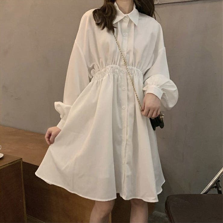 ウエストシャーリングシャツワンピース[品番：FNBW0000844