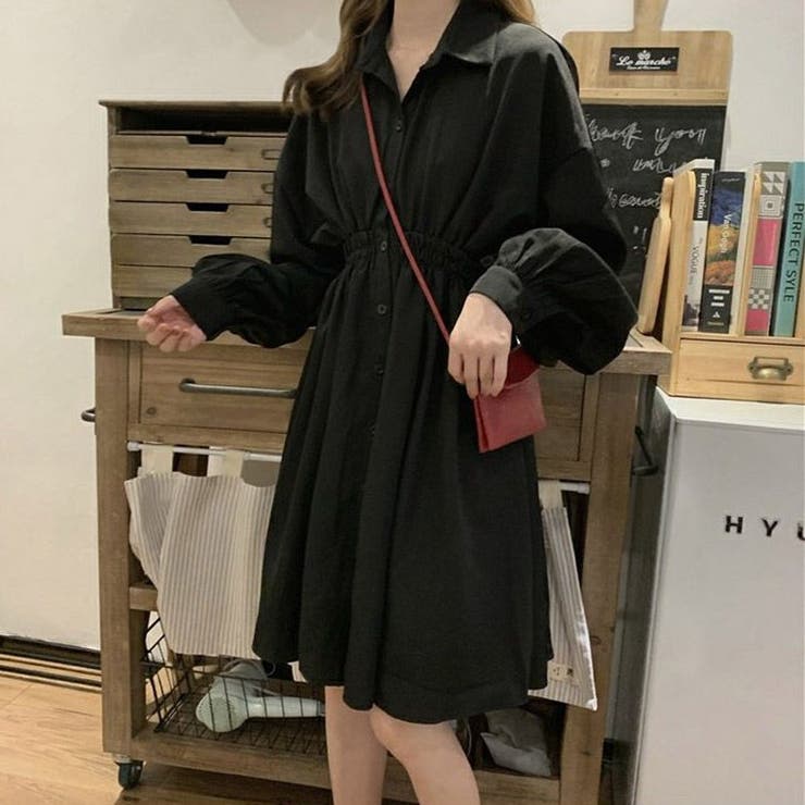 ◆LYNN(リーン)パフシャーリングベルトワンピース ◇LYNN(リーン)パフシャーリングベルトワンピース