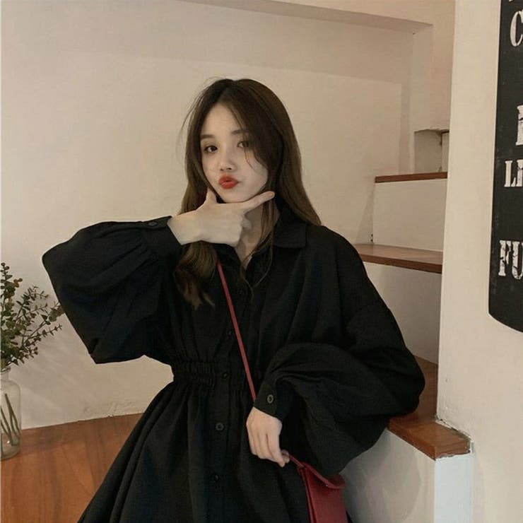 ウエストシャーリングシャツワンピース[品番：FNBW0000844