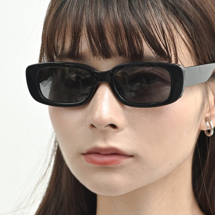 1.ブラック/スモーク | スクエアサングラス レディース UVカット | FashionBerry