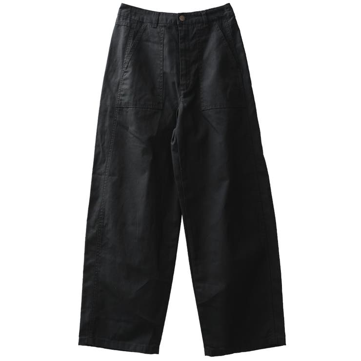 ブラック | ウエストゴム入りカーブパンツ | FashionBerry