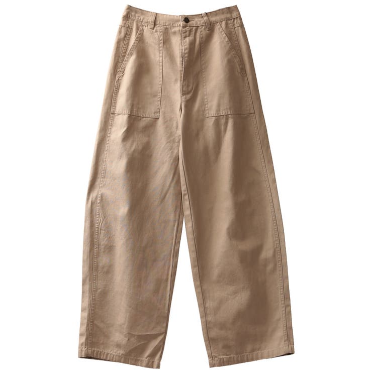 ベージュ | ウエストゴム入りカーブパンツ | FashionBerry