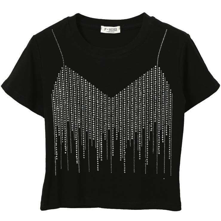 ビスチェ ラインストーン ショート丈 ミニ Tシャツ レディース
