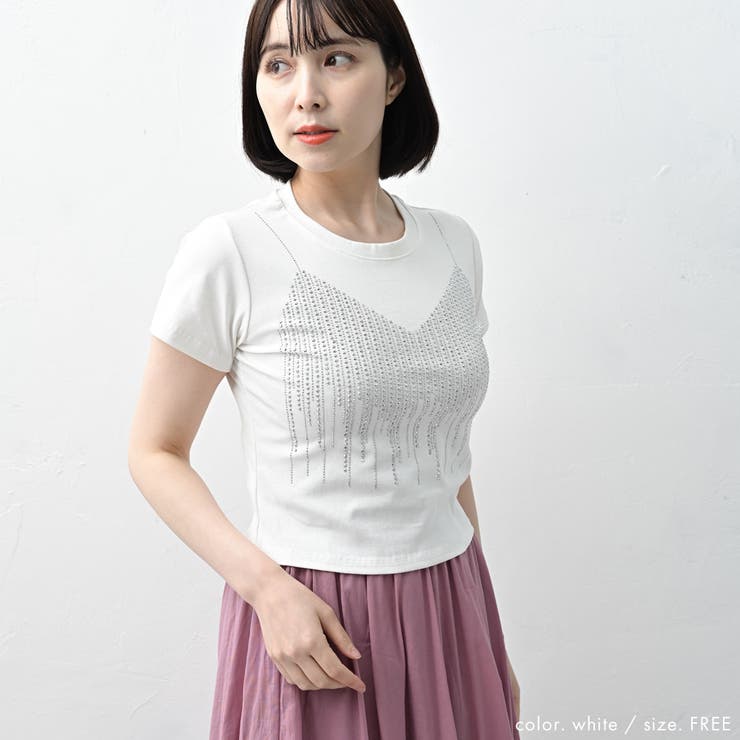 tシャツ バルーンビスチェＴシャツ レディース DRESKIP tシャツ インせず決まる ビスチェ風Tシャツ レディース