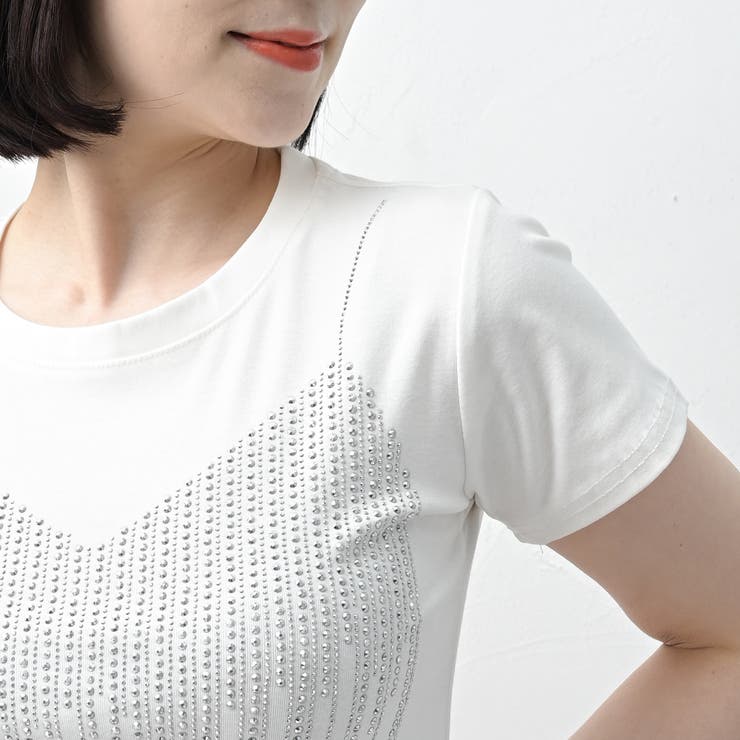 ビスチェ ラインストーン ショート丈 ミニ Tシャツ レディース