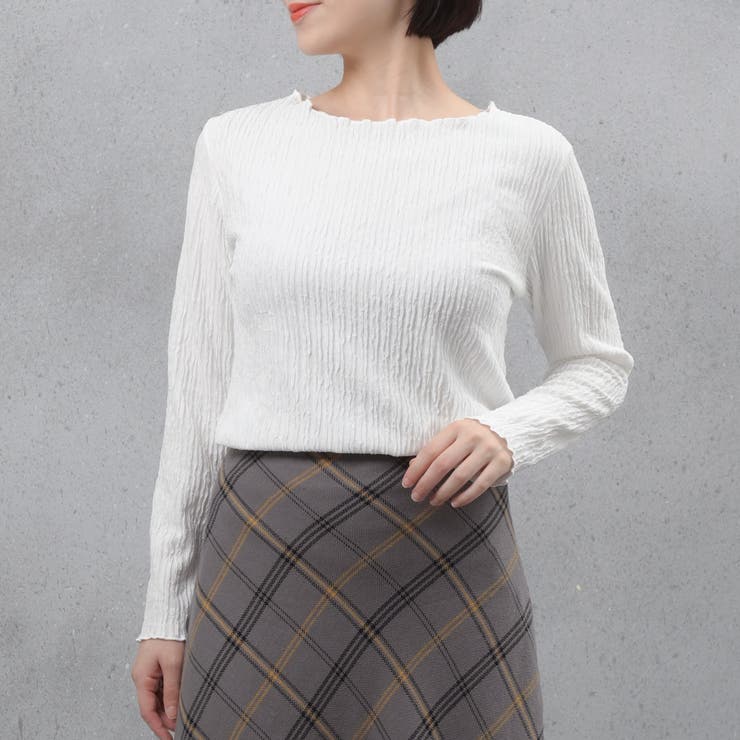 ホワイト | ポコポコメローデザインカットソー | FashionBerry