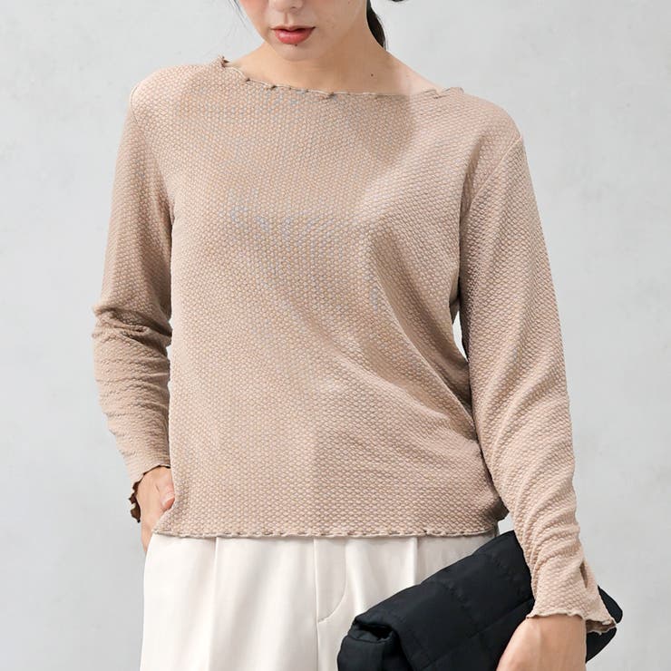 ベージュ | ポコポコカットメロートップス | FashionBerry