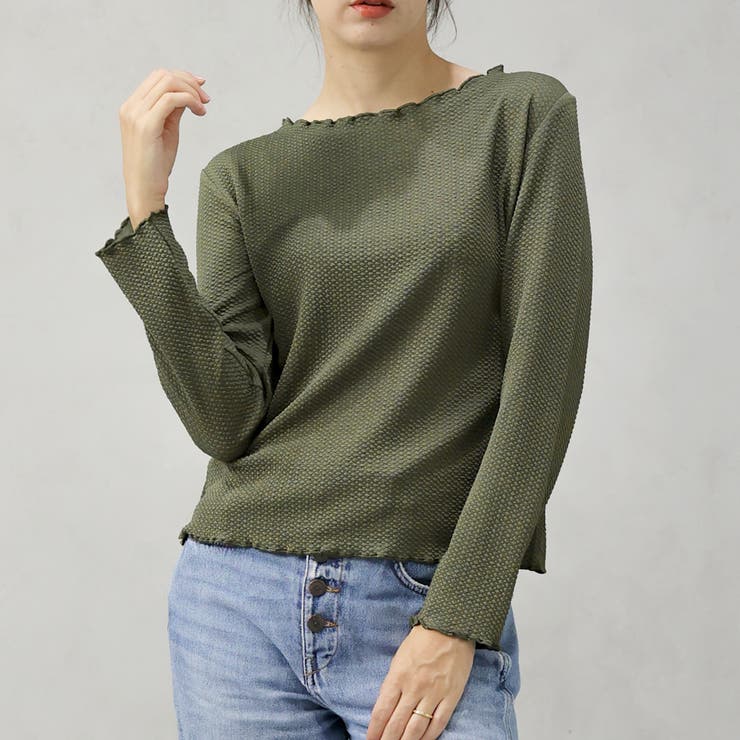 カーキ | ポコポコカットメロートップス | FashionBerry