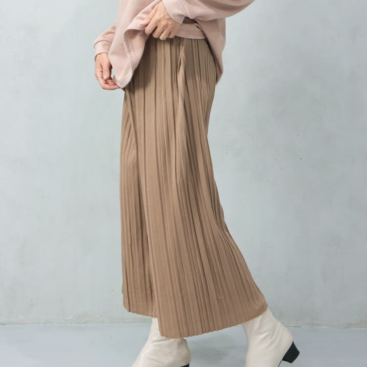 ベージュ | プリーツガウチョパンツ | FashionBerry