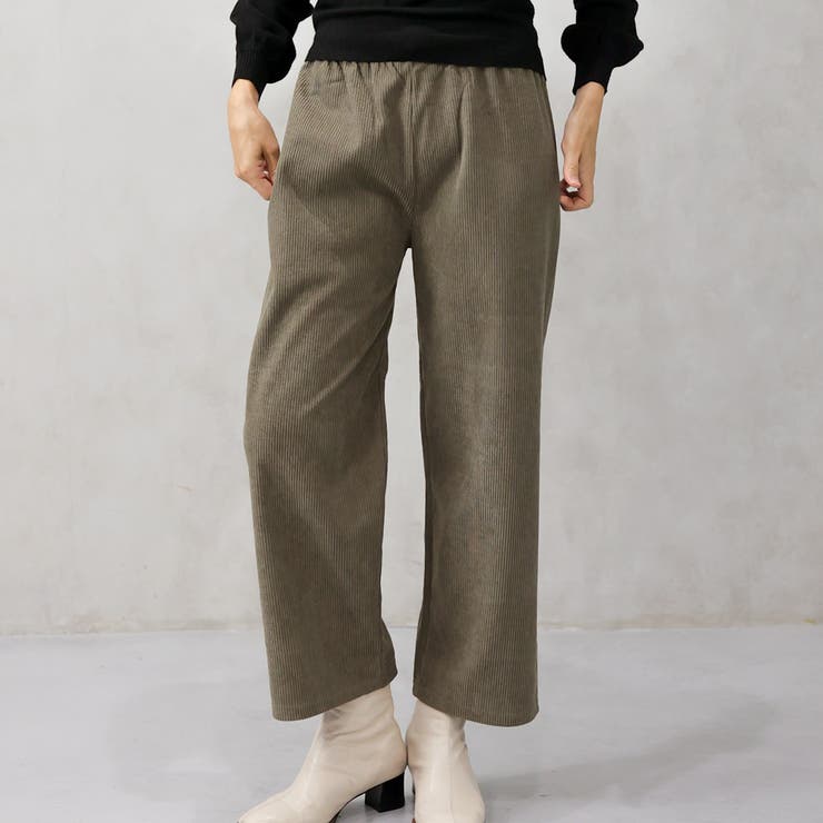 モカ | 太コールワイドパンツ | FashionBerry