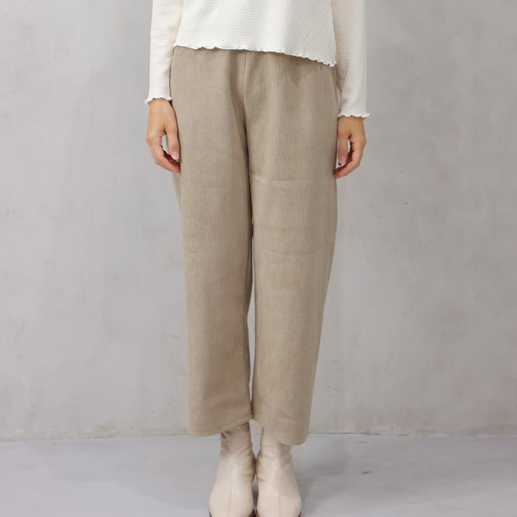 ベージュ | 太コールワイドパンツ | FashionBerry