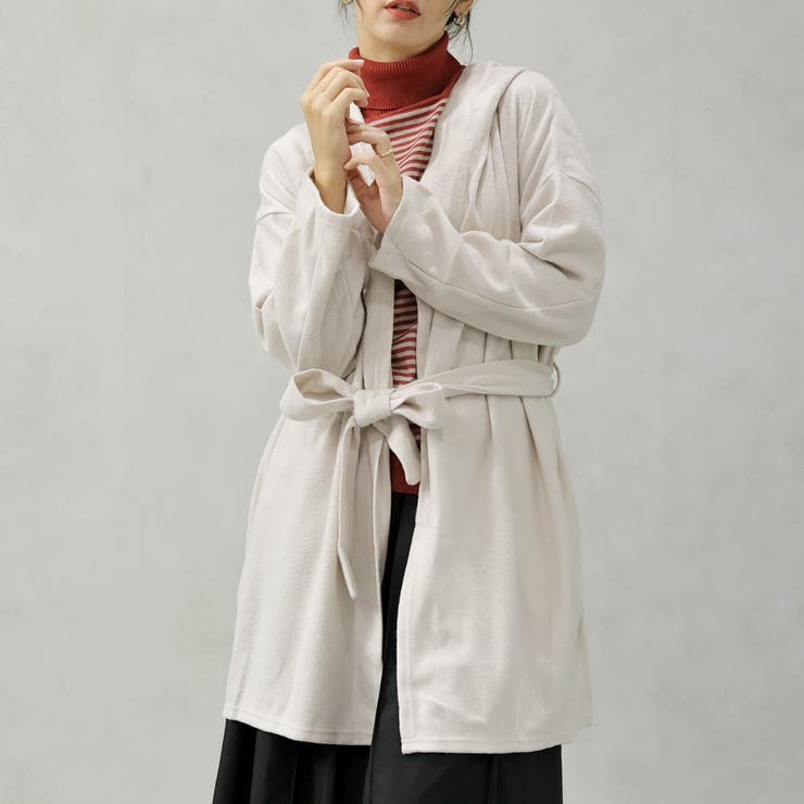 ベージュ | カット起毛コーディガン | FashionBerry