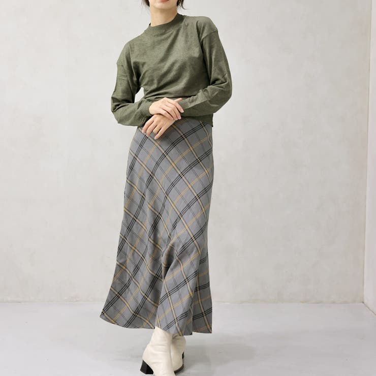 ヘリンボーンバイアスチェックスカート | FashionBerry | 詳細画像8 