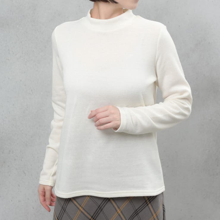 オフホワイト | プチハイネック アクリル混プルオーバー | FashionBerry