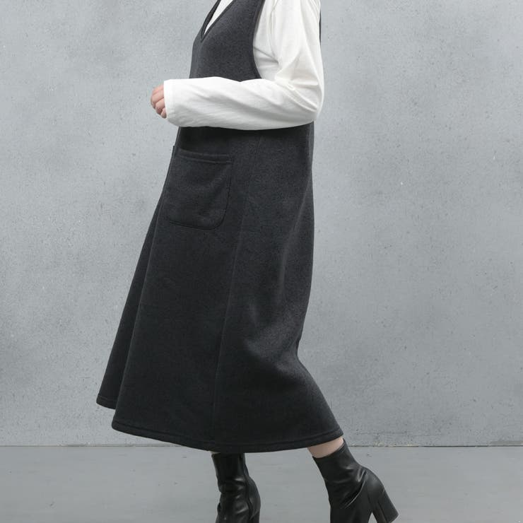 ゆるてろ素材 ポケット付きジャンパースカート | FashionBerry | 詳細画像6 