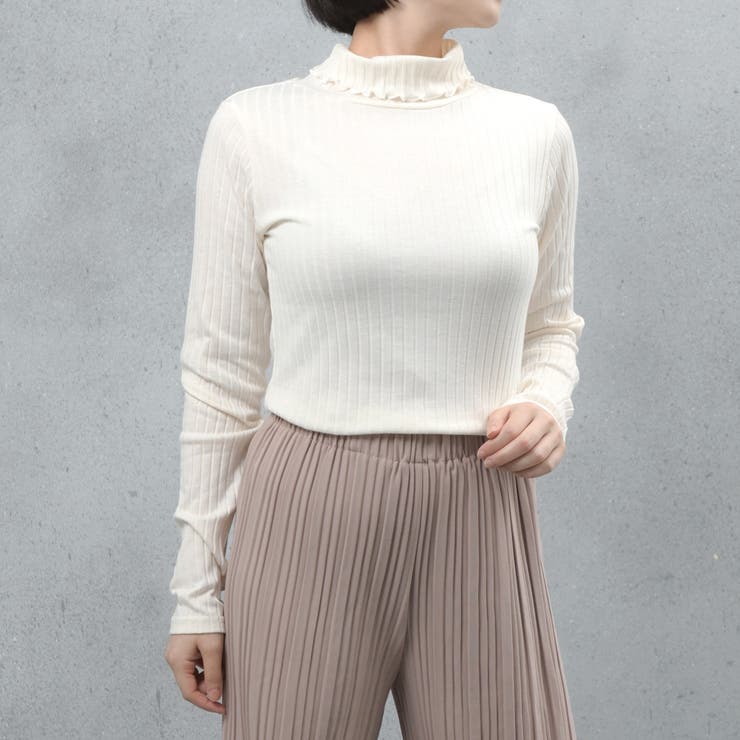 アイボリー | ワイドリブメロウタートルロンT | FashionBerry