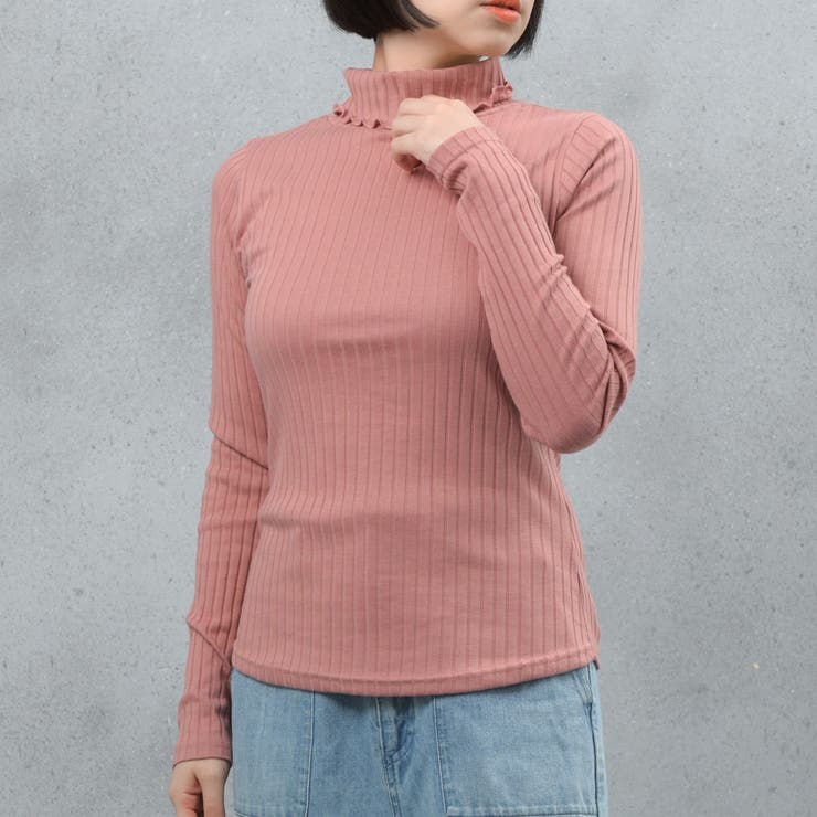 ローズ | ワイドリブメロウタートルロンT | FashionBerry