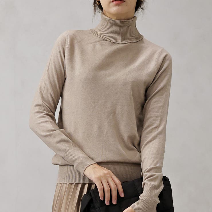 モカ | 【洗えるニットシリーズ】もちもちニット タートルネックニット | FashionBerry