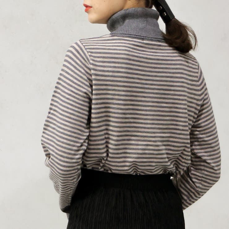 【洗えるニットシリーズ】もちもちニット ボーダータートルネックニット | FashionBerry | 詳細画像11 