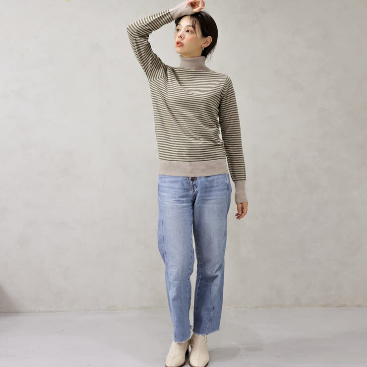【洗えるニットシリーズ】もちもちニット ボーダータートルネックニット | FashionBerry | 詳細画像13 