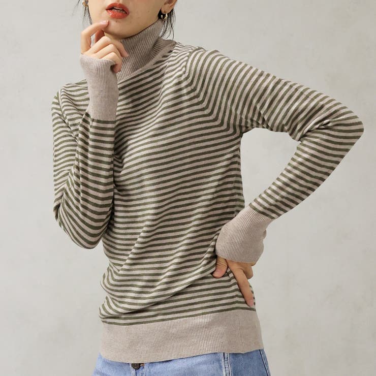 【洗えるニットシリーズ】もちもちニット ボーダータートルネックニット | FashionBerry | 詳細画像14 