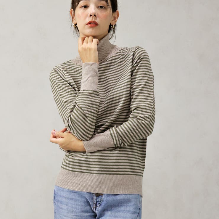 【洗えるニットシリーズ】もちもちニット ボーダータートルネックニット | FashionBerry | 詳細画像15 