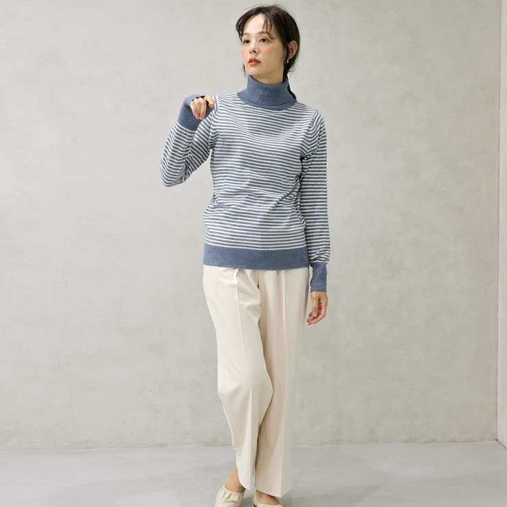 【洗えるニットシリーズ】もちもちニット ボーダータートルネックニット | FashionBerry | 詳細画像21 