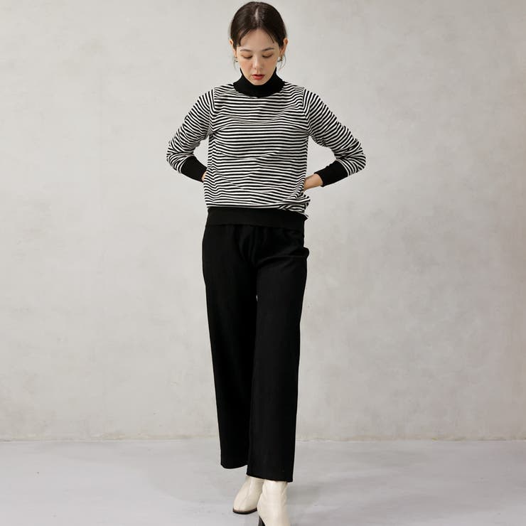 【洗えるニットシリーズ】もちもちニット ボーダータートルネックニット | FashionBerry | 詳細画像7 