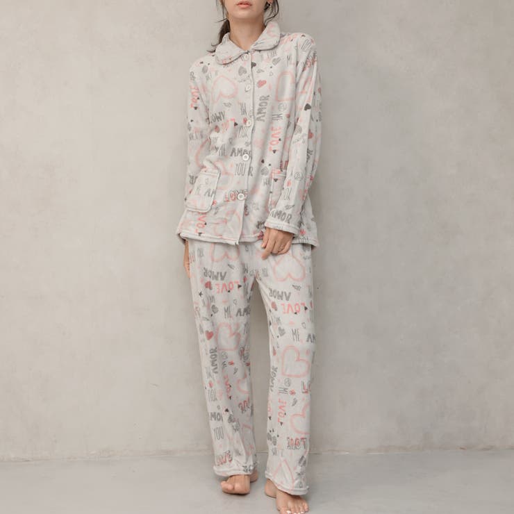 グレー | 着る毛布！ポップアート もこもこ パジャマ 上下セット | FashionBerry
