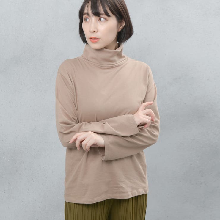 コットン100％フライス素材無地タートルネック長袖Tシャツ | FashionBerry | 詳細画像20 