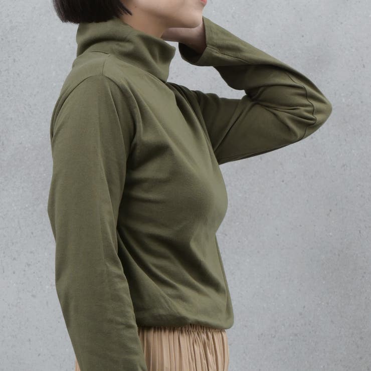 コットン100％フライス素材無地タートルネック長袖Tシャツ | FashionBerry | 詳細画像22 