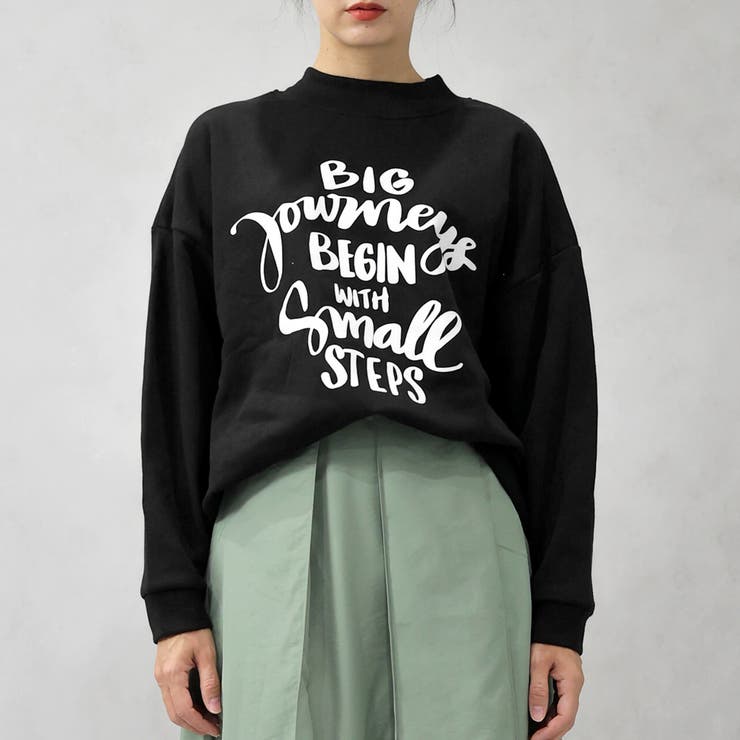 ブラック | レタリングロゴ ホルターネック 裏起毛 スウェットトレーナー | FashionBerry