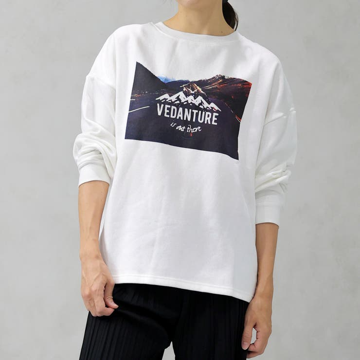 アイボリー | フォトプリント 裏起毛 BIGスウェット | FashionBerry