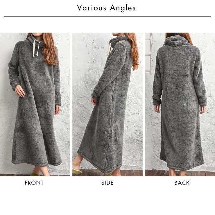 あったかルームウェア 裏起毛 ハイネック ボアワンピース ロング | FashionBerry | 詳細画像17 