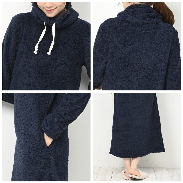 あったかルームウェア 裏起毛 ハイネック ボアワンピース ロング | FashionBerry | 詳細画像18 