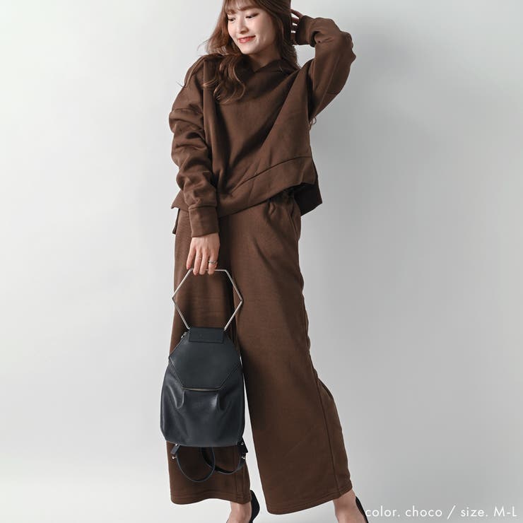 裏起毛 ワイドパンツパーカー上下セットアップ[品番