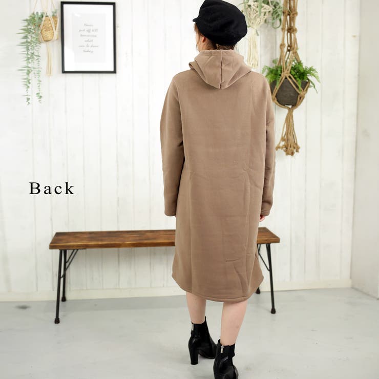 温かな裏起毛パーカーワンピース 大きいサイズ 部屋着 | FashionBerry | 詳細画像4 