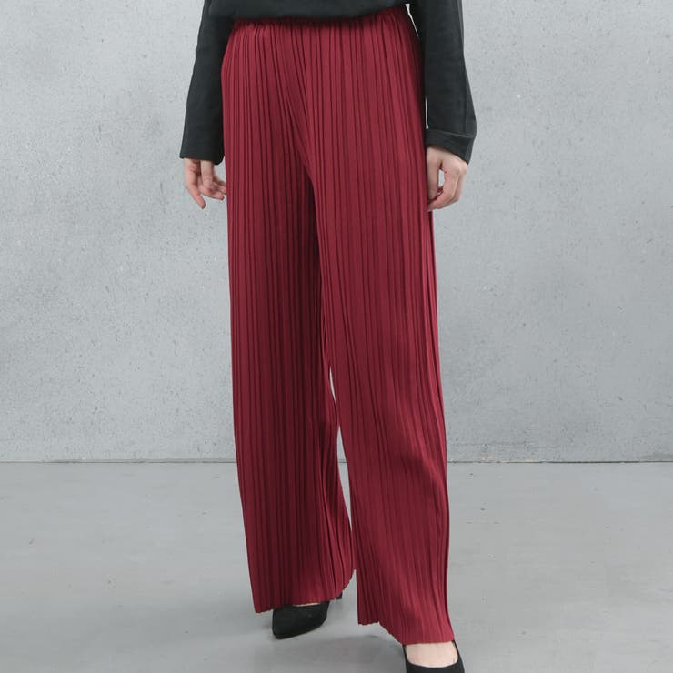 F ボルドー | カットプリーツパンツ | FashionBerry