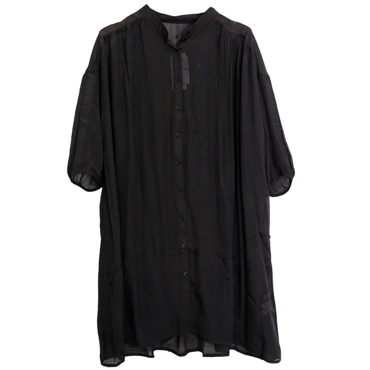 ブラック | ギャザーシャツワンピース | FashionBerry