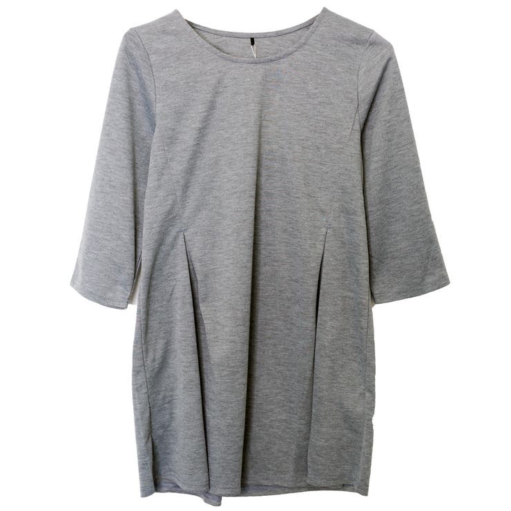 グレー | タックフレアAラインチュニックワンピース | FashionBerry