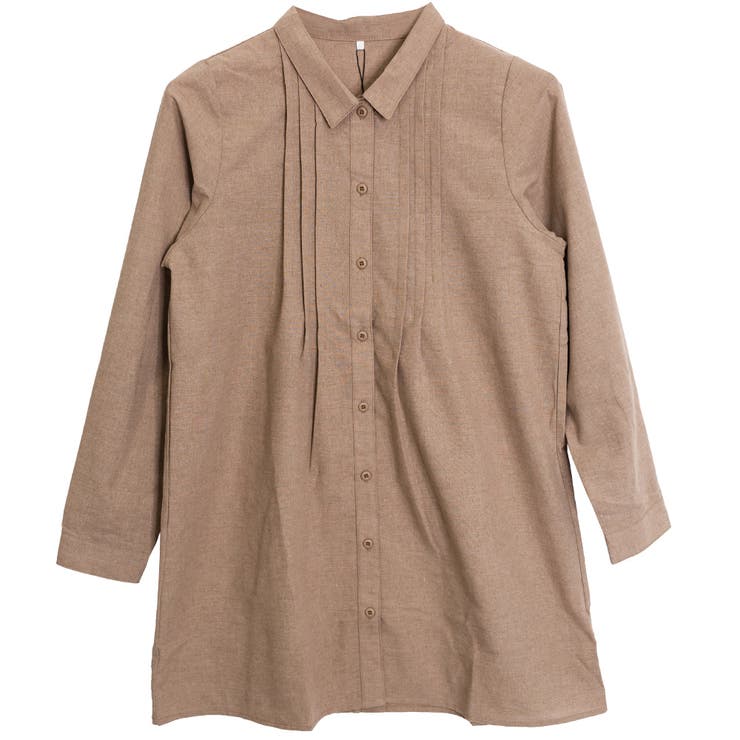 モカ | フロントピンタックシャツチュニック | FashionBerry