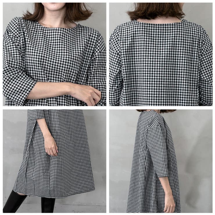 ギンガムチェック切替コクーンデザインワンピース | FashionBerry | 詳細画像19 