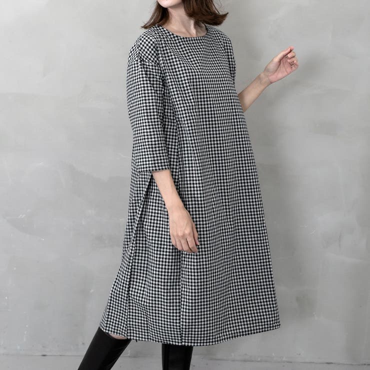 ギンガムチェック切替コクーンデザインワンピース | FashionBerry | 詳細画像21 
