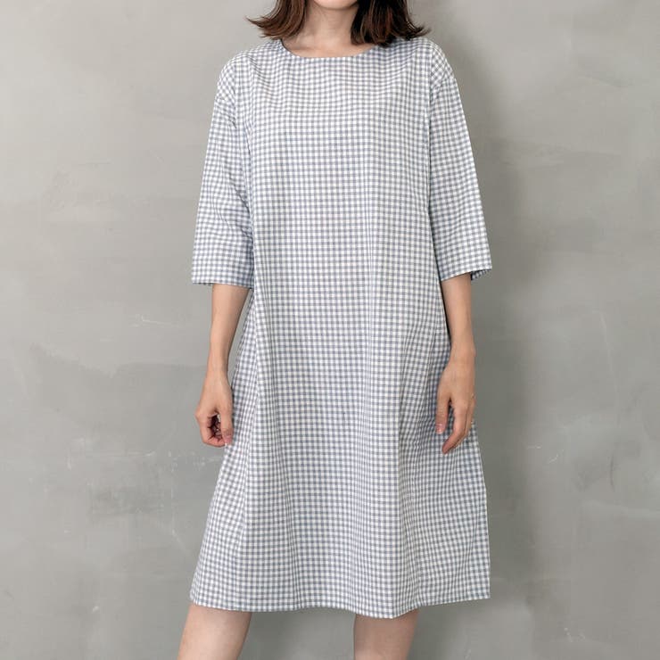 ギンガムチェック切替コクーンデザインワンピース | FashionBerry | 詳細画像22 